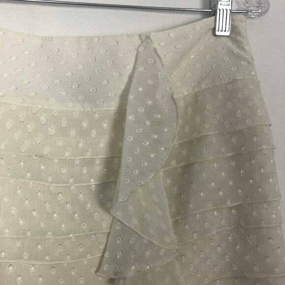 NWT The Limited Cream Chiffon Ruffle Skirt Size 6 Party Event - Picture 3 of 10